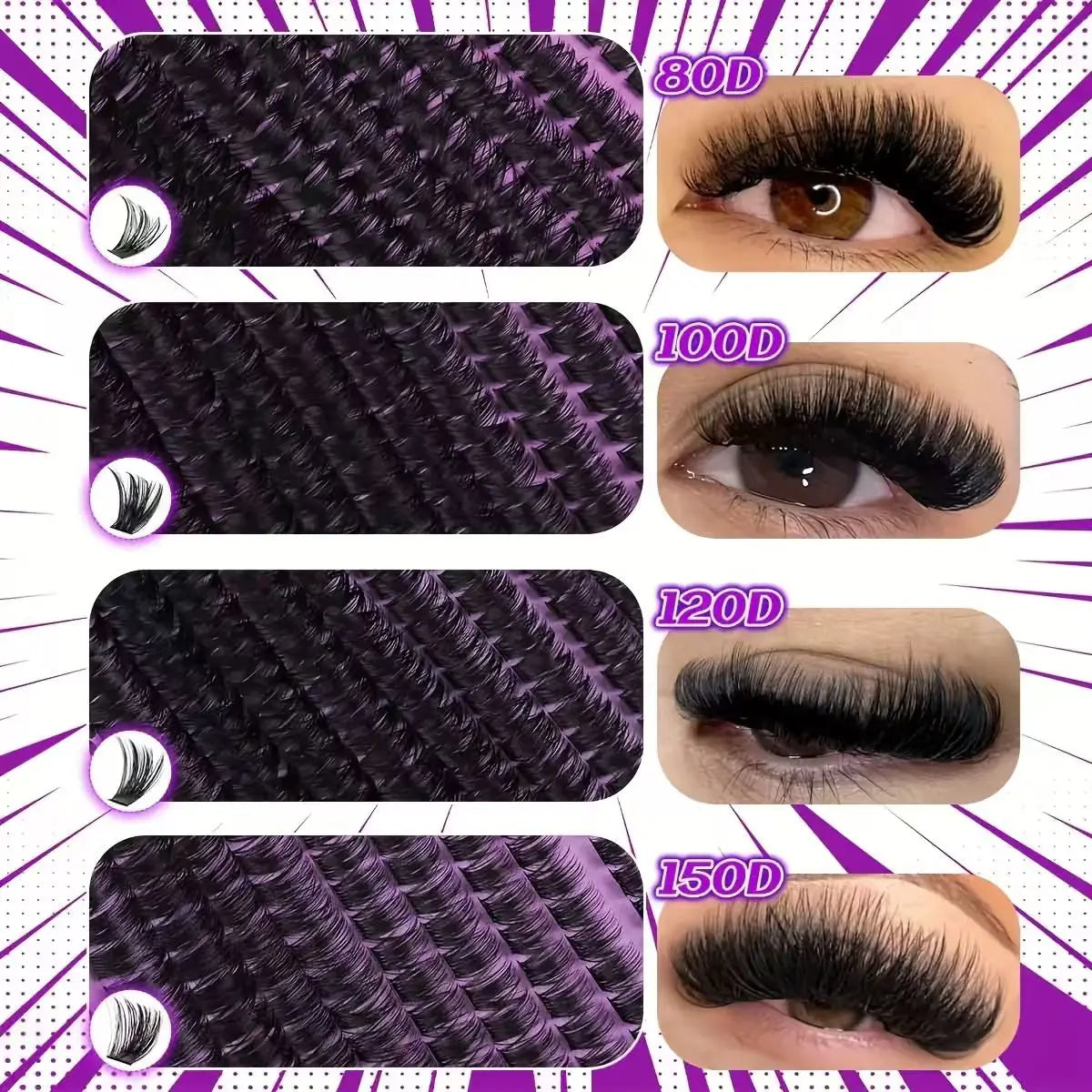 DIY Lash Extension Kit Clusters Individual Eyelashes Kit 9-16mm with Bond and Seal Wispy & Natural