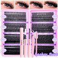 DIY Lash Extension Kit Clusters Individual Eyelashes Kit 9-16mm with Bond and Seal Wispy & Natural