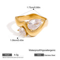 Minimalist 18K Gold Color Plated Stainless Steel Zircon Ring Twistable Stackable Ring