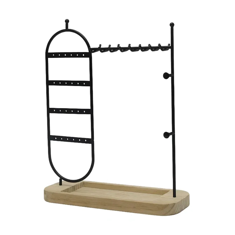 1 desktop solid wood base jewelry rack suitable for organizing and storing watches, earrings, bracelets, necklaces, etc