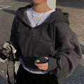 Casual Streetwear Zip Up Y2K Crop Top Sweatshirts